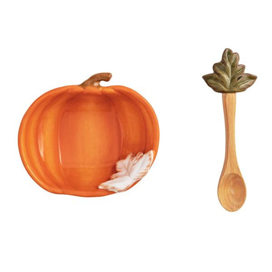 Mud Pie Orange Pumpkin Dip Bowl Set