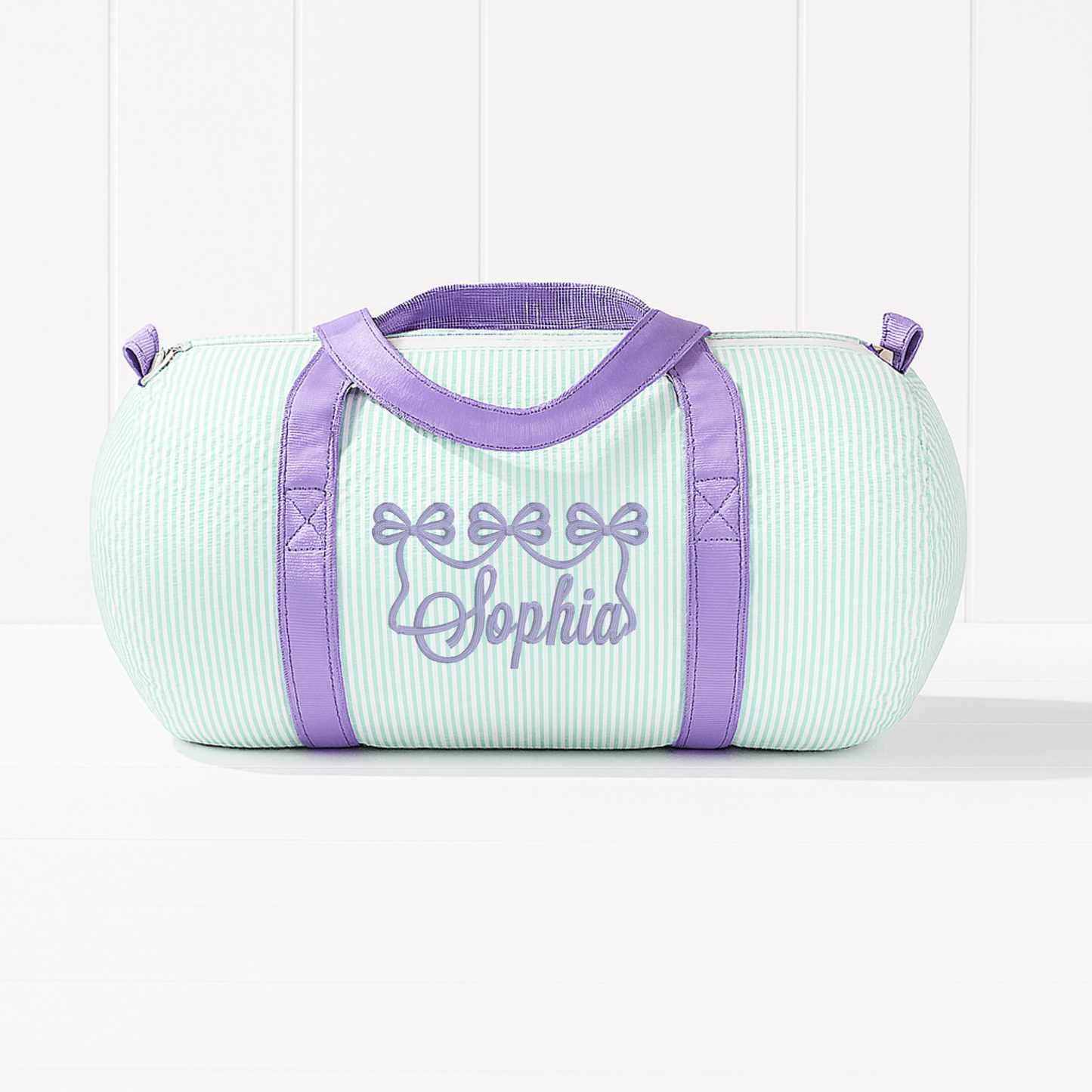Monogrammed Mermaid Seersucker Small Duffel