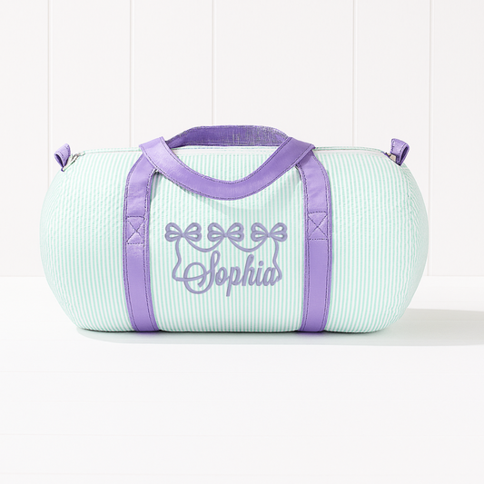 Monogrammed Mermaid Seersucker Small Duffel