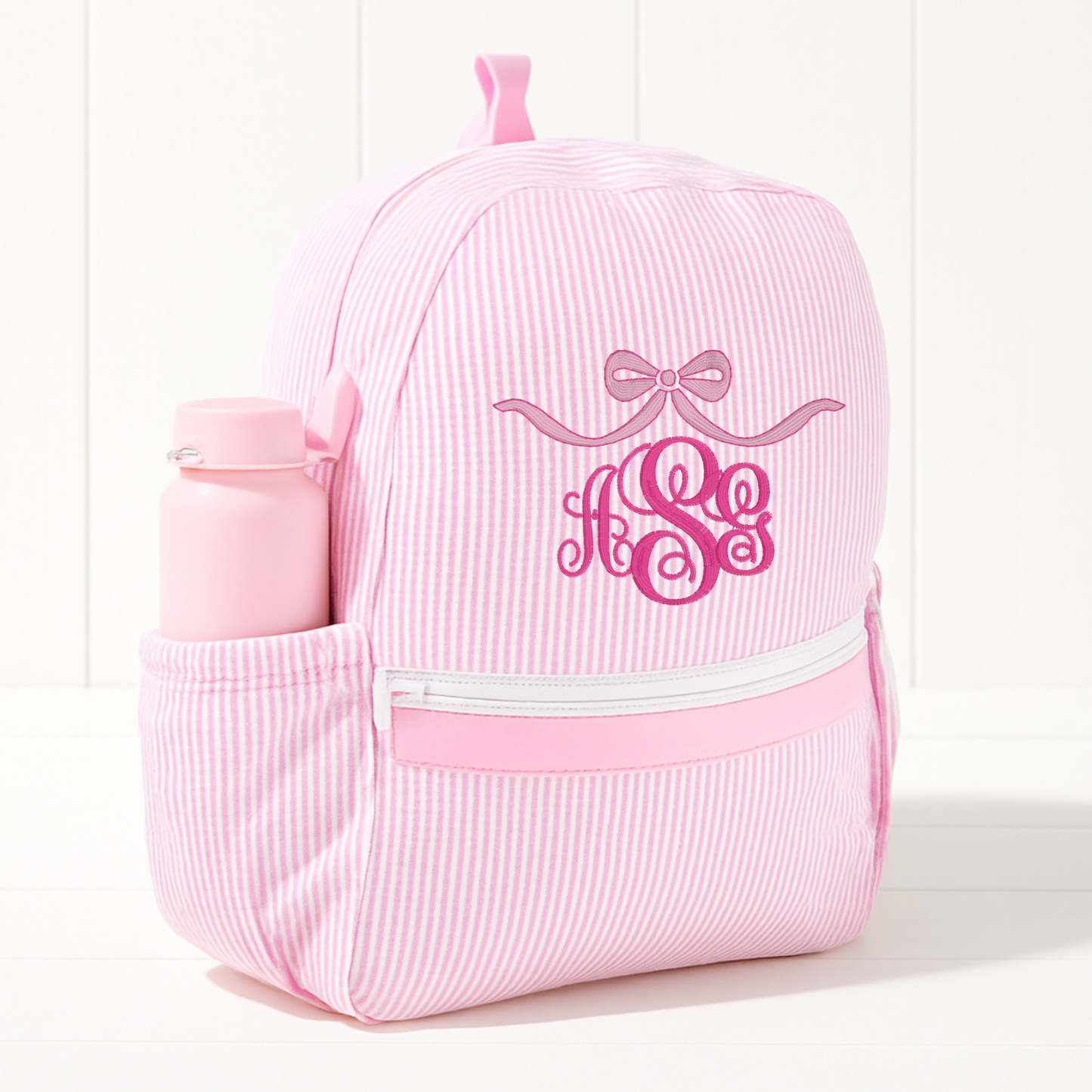 Monogrammed Pink Glossy Medium Backpack