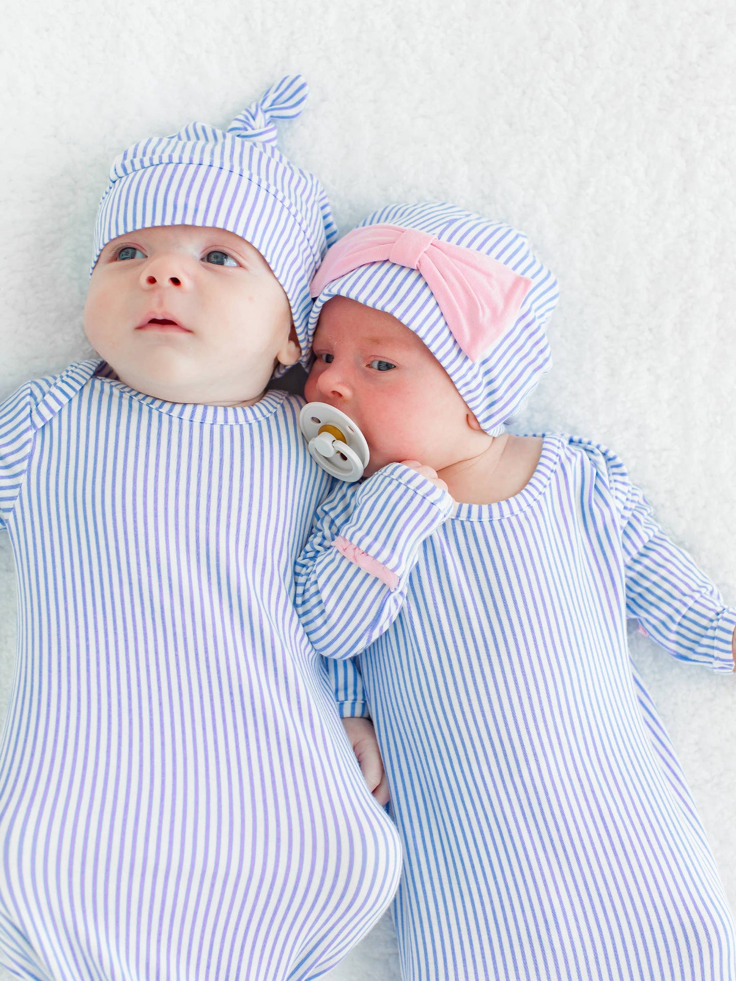 Baby Boys Periwinkle Stripe Bamboo Knotted Gift Set