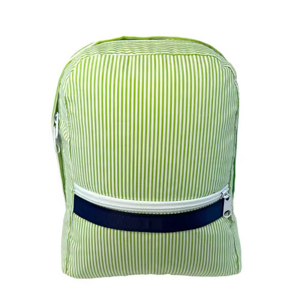 Monogrammed Grasshopper Seersucker Small Backpack