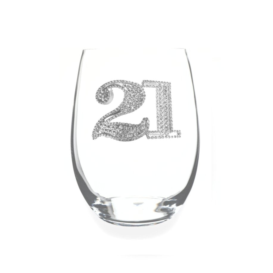 The Queens' Jewels 21st Birthday Jeweled Stemless Glassware | CeCe's Home & Gifts
