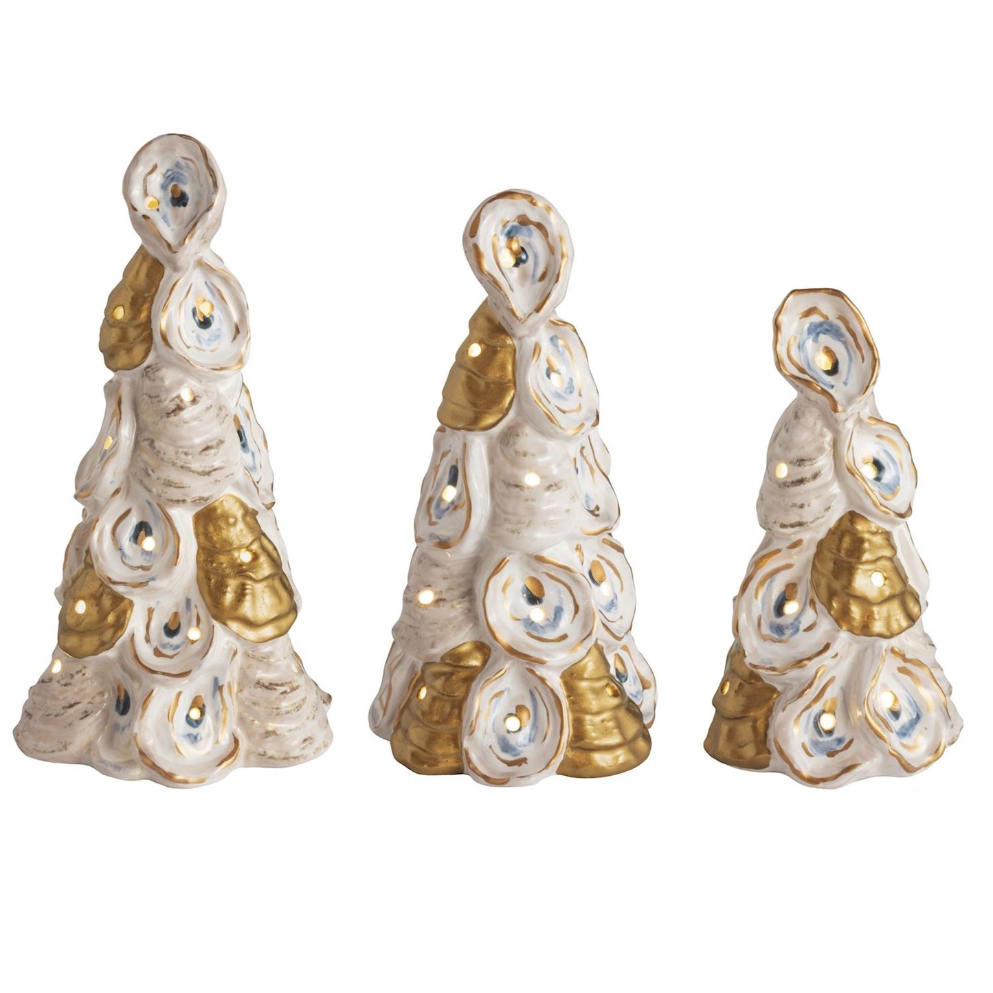 Mud Pie Oyster Ceramic Light-Up Tree - 3 Sizes