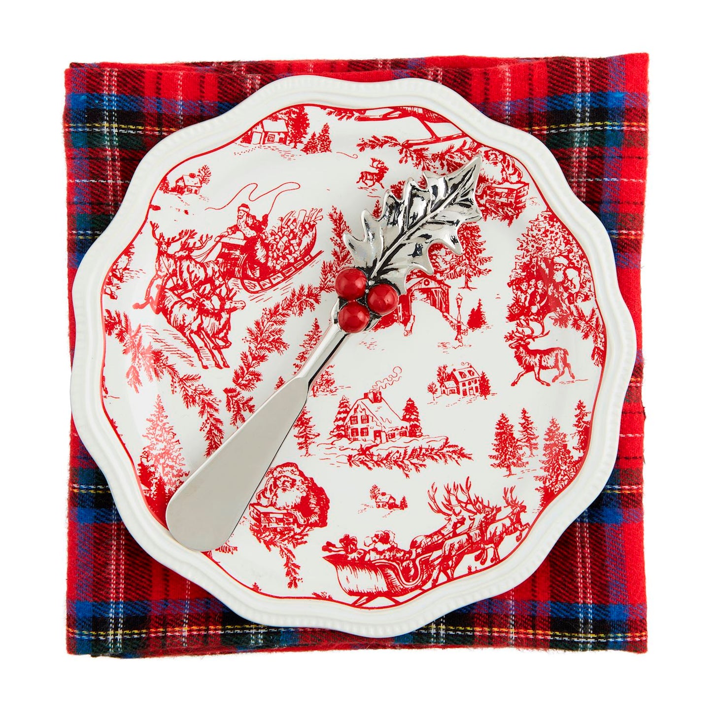 Mud Pie Holiday Toile Appetizer Set