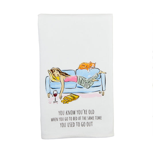 Mud Pie "Go Out" Funny Birthday Towel