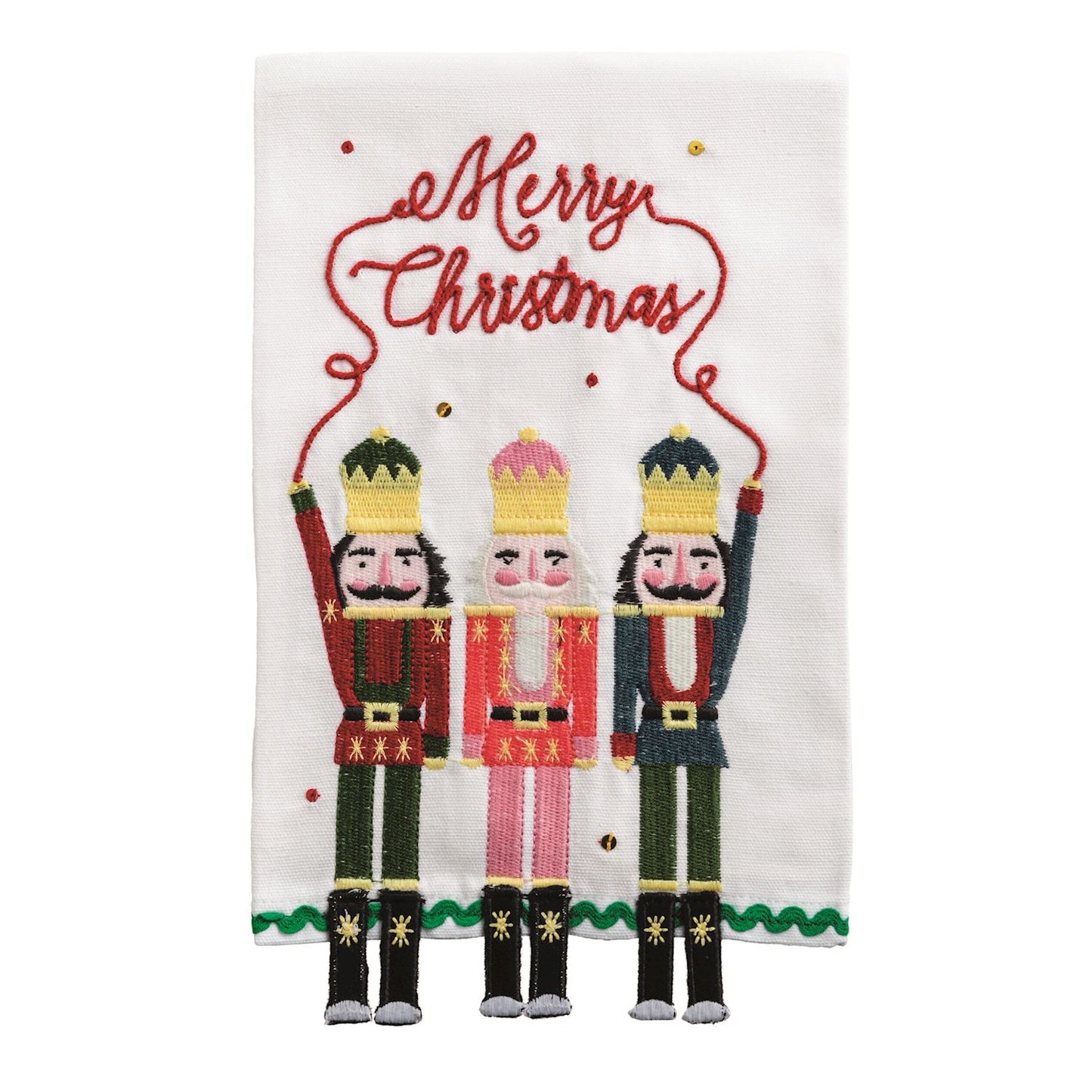 Mud Pie Christmas Dangle Embroidery Towel - 3 Styles