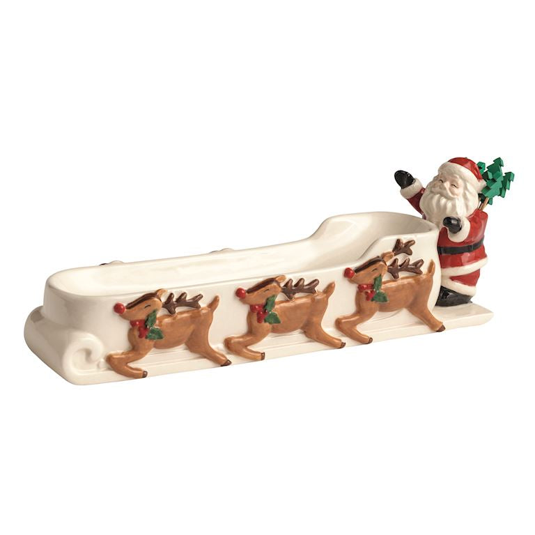 Mud Pie Santa's Sleigh Cracker Dish & Toothpick Set
