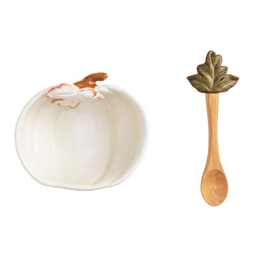 Mud Pie White Pumpkin Dip Bowl Set