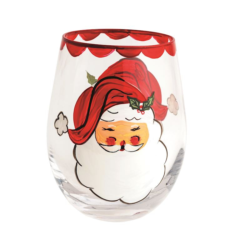 Mud Pie Christmas Hand-Painted Wine Glass - 3 Styles