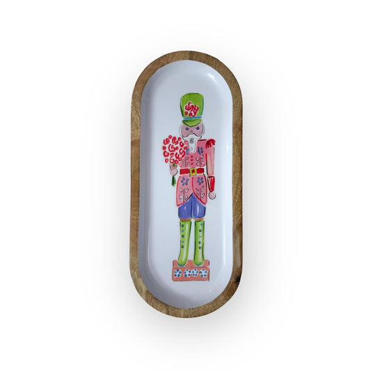 Nutcracker Enameled Mango Wood Tray - Large