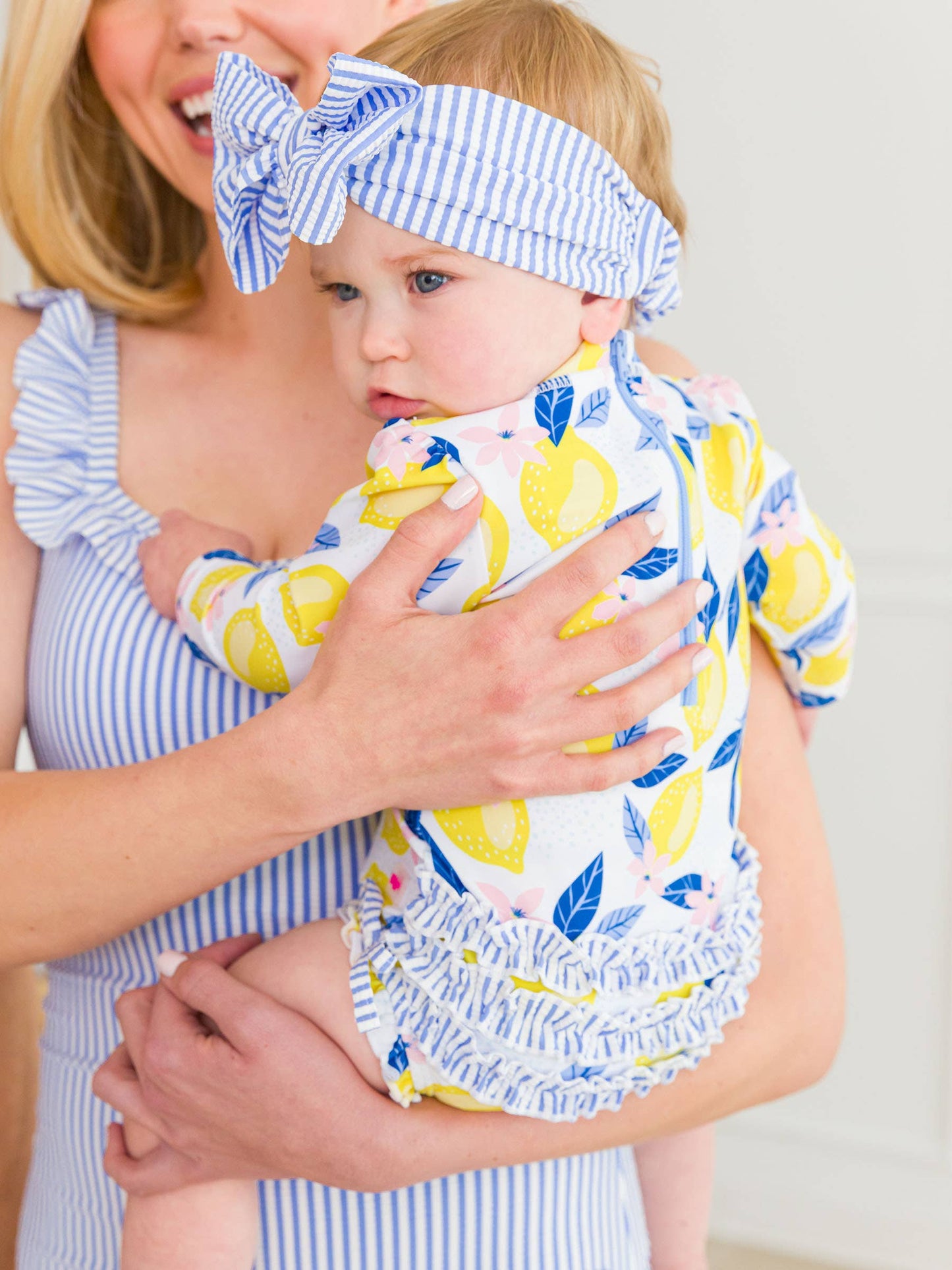 Periwinkle Blue Seersucker Bow Headband