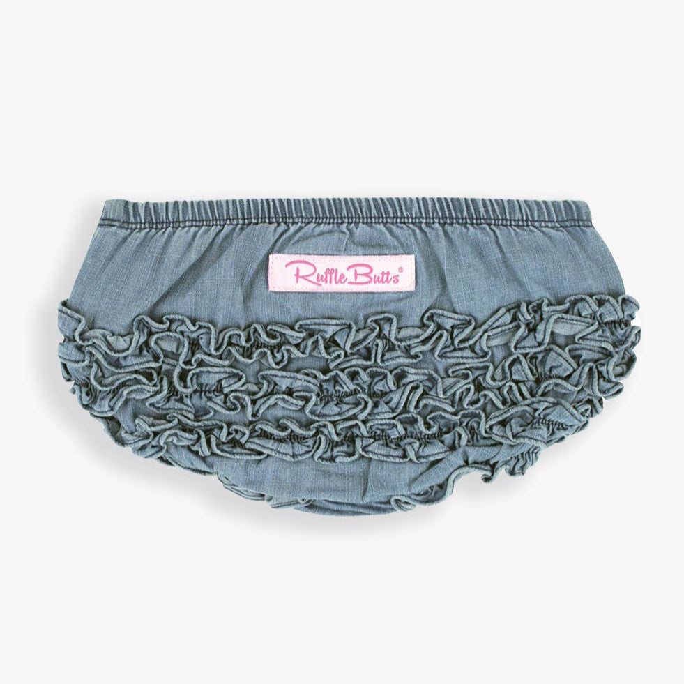 Baby Light Wash Woven Rufflebutt Bloomer