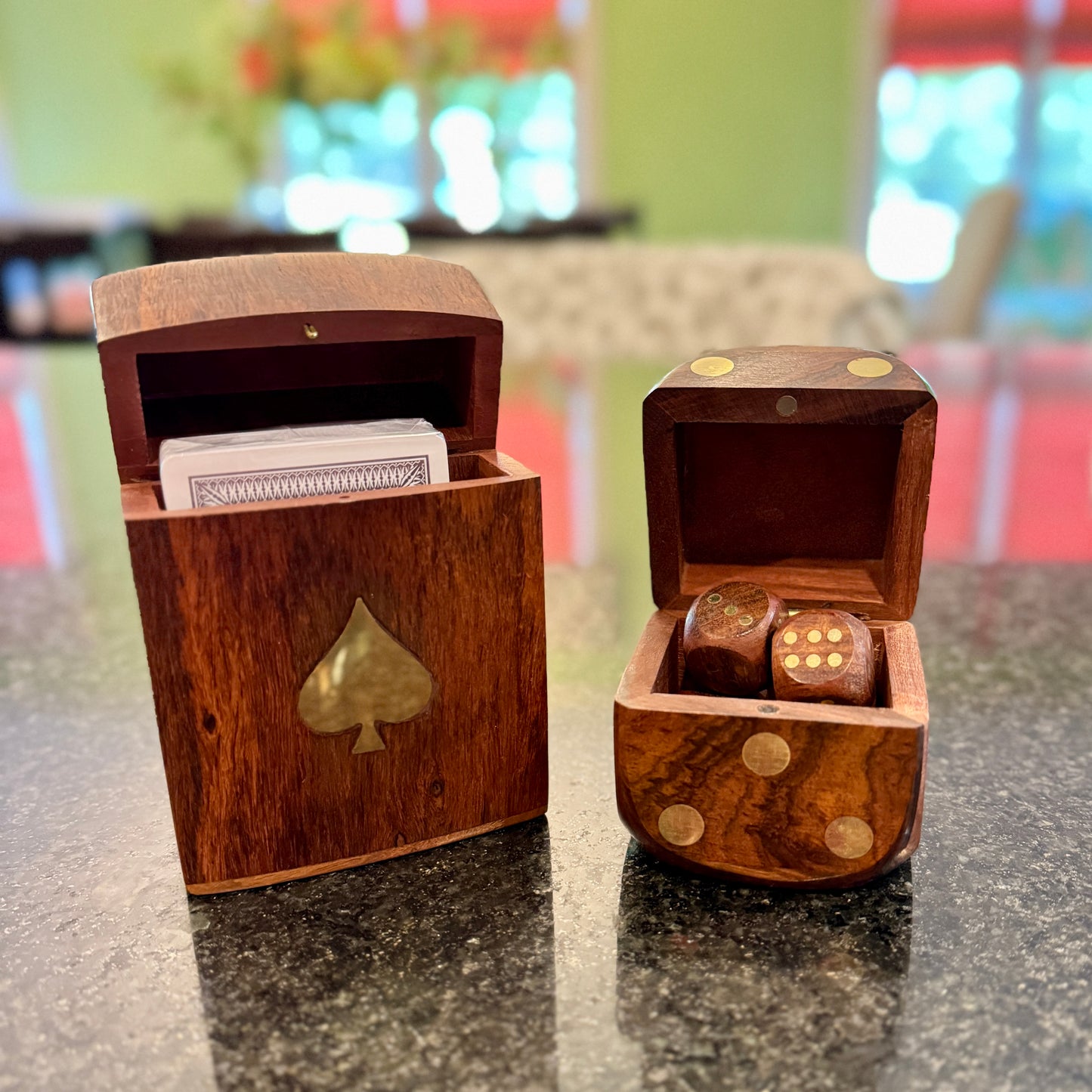 Wood Playing Card Monogrammed Box Set