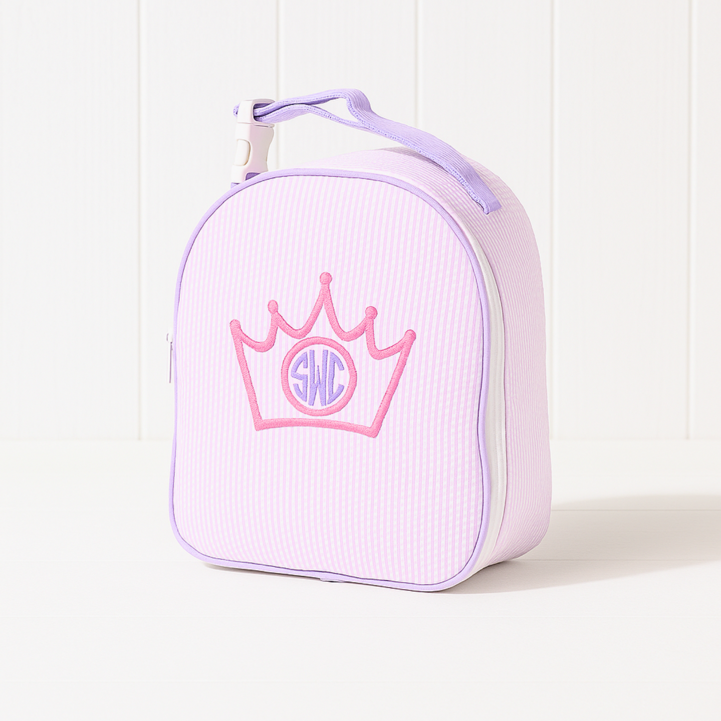 Monogrammed Princess Seersucker Gumdrop Lunchbox
