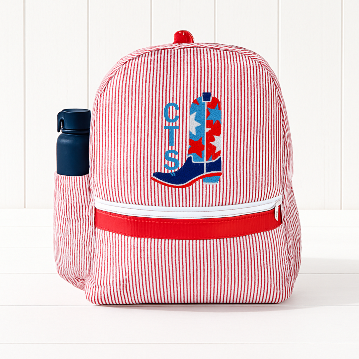 Monogrammed Red Medium Backpack