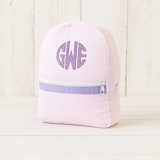 Monogrammed Princess Seersucker Medium Backpack