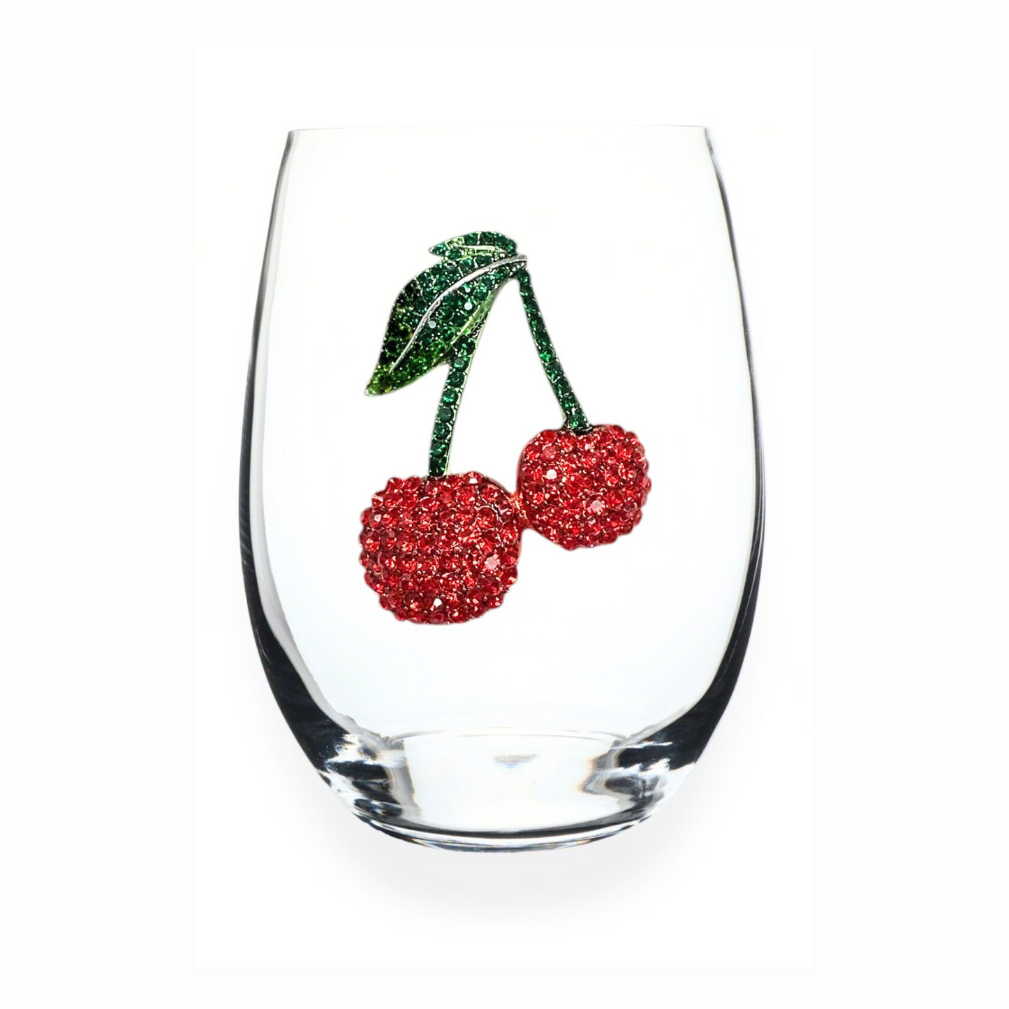 Cherries Jeweled Stemless Wine Glass