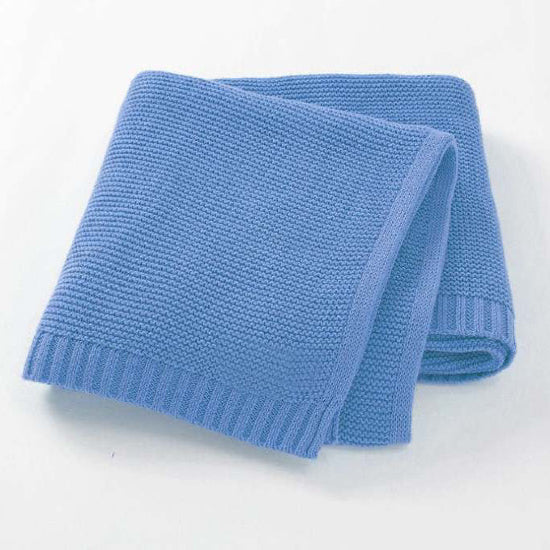 Monogrammed Blue Cotton Baby Blanket