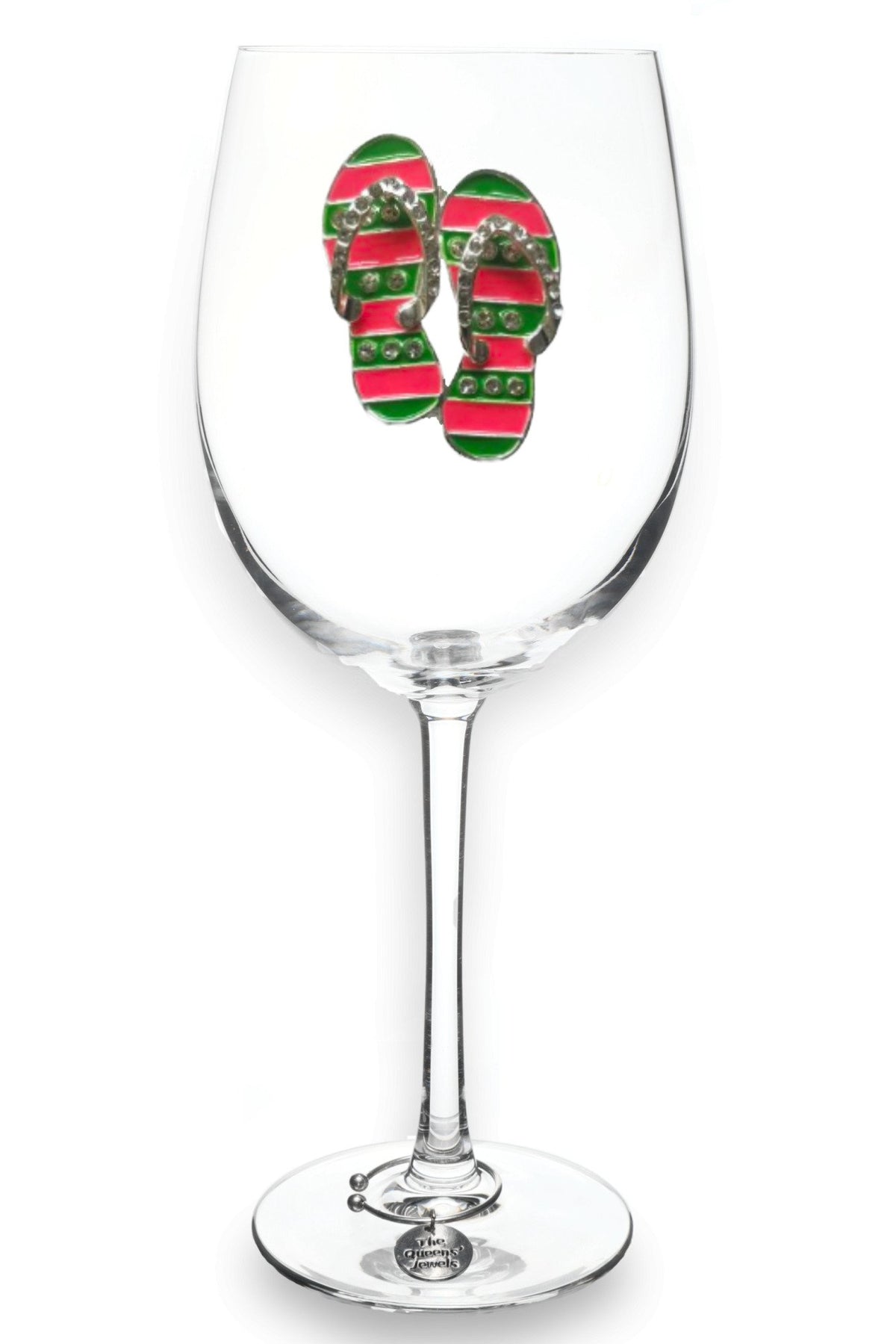 Pink & Green Flip Flop Jeweled Stemmed Glassware