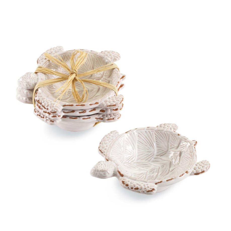 Mud Pie Turtle Shaped Ceramic Mini Dip Bowl Set