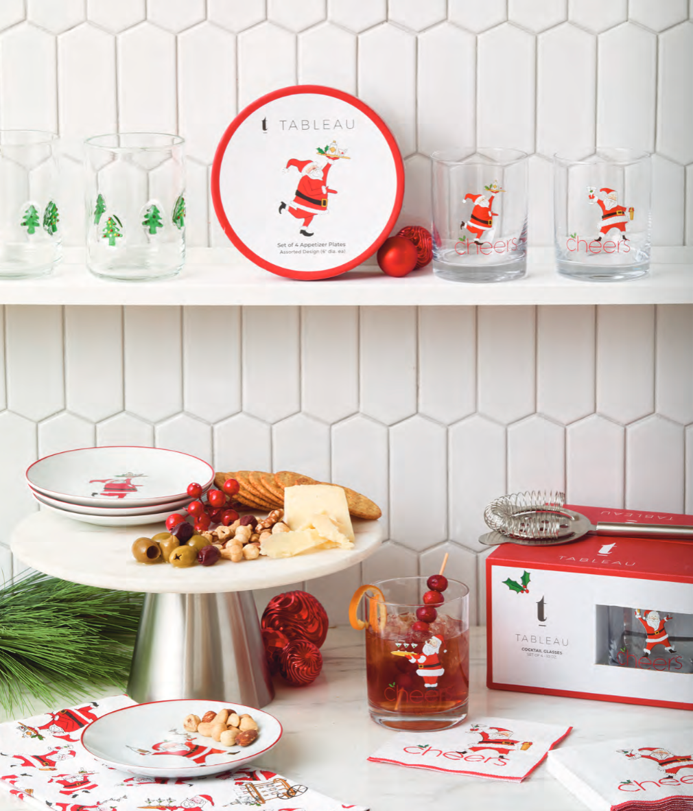 "Cocktails with Santa" Short Beverage Glass Gift Set