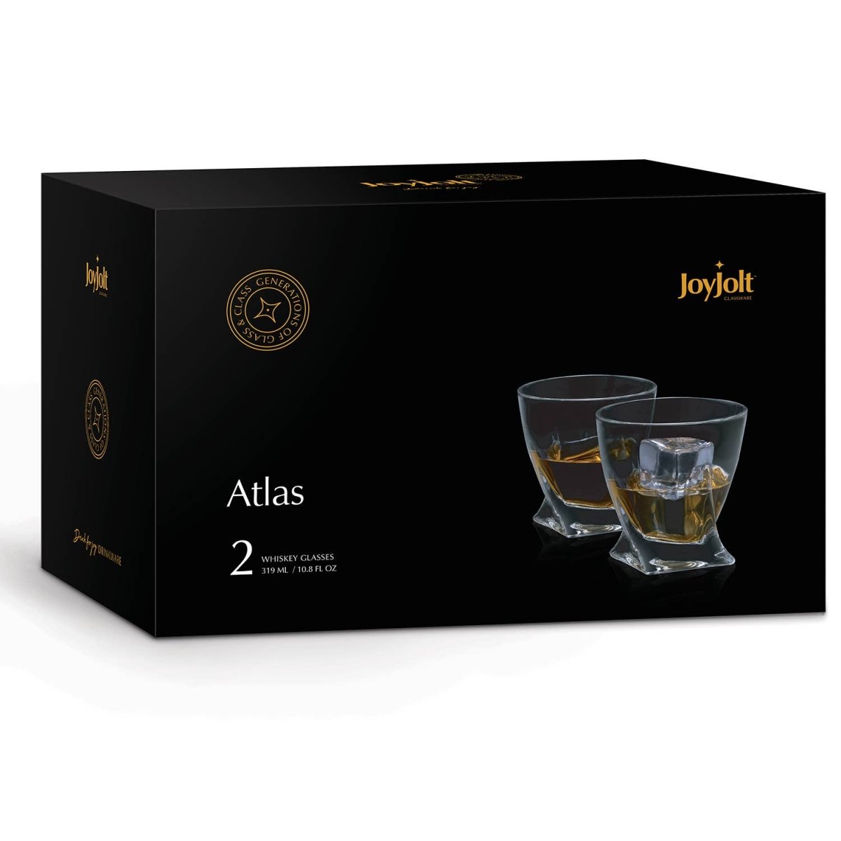 JoyJolt Atlas Crystal Whiskey Glasses - Set of 2 | CeCe's Home & Gifts