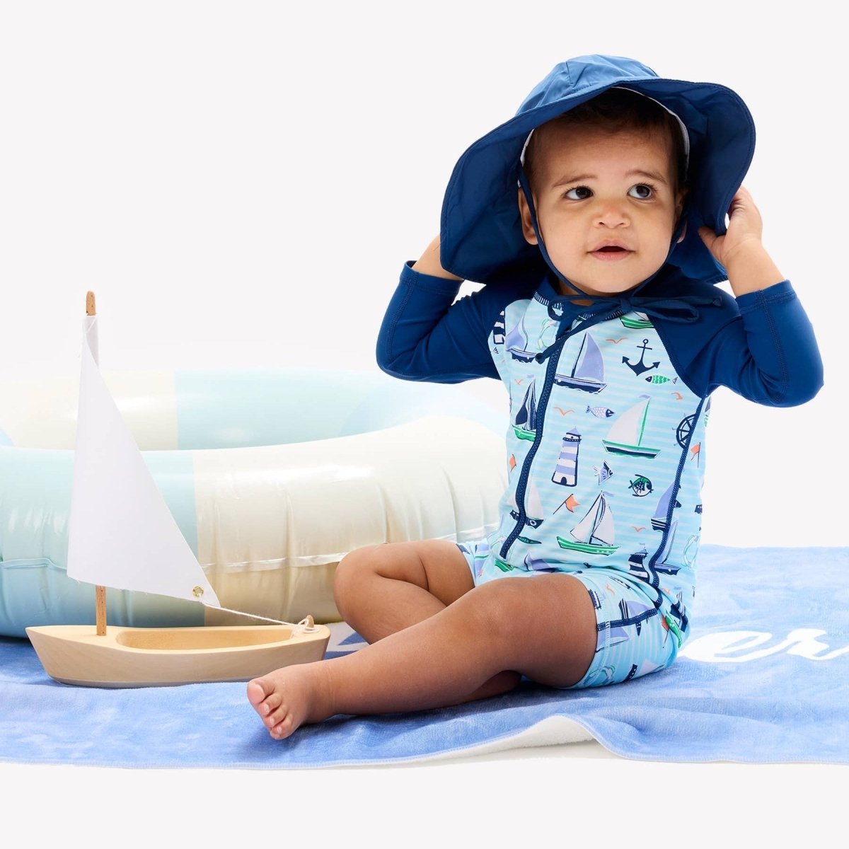 RuggedButts Baby Boys Sweet Sails One Piece Rash Guard | CeCe's Home & Gifts