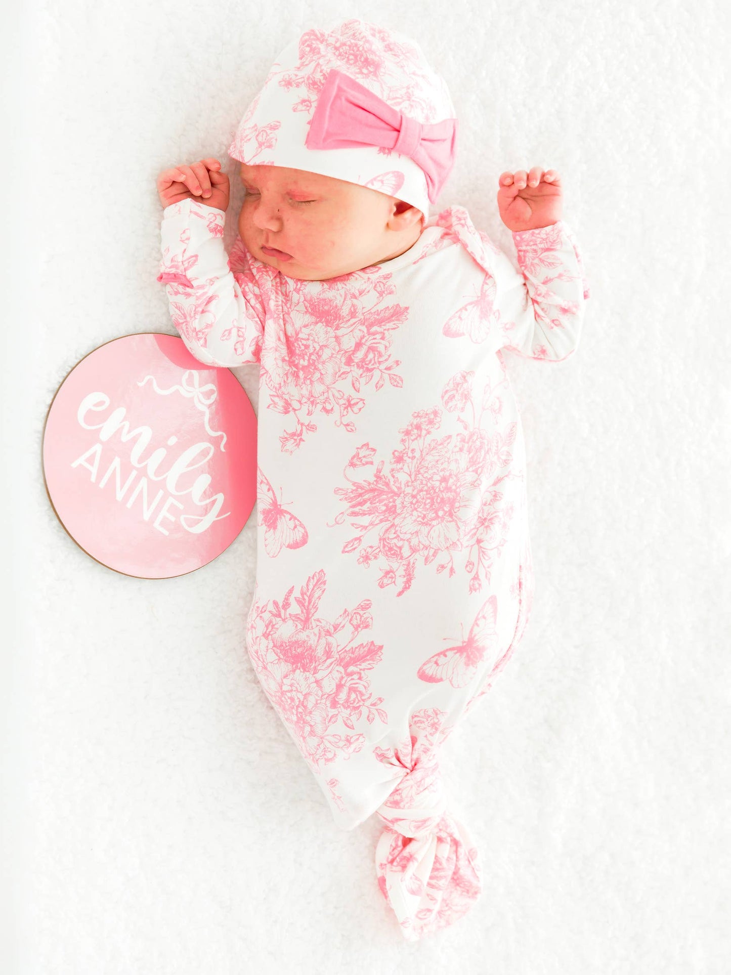Baby Girls Pink Toile Bamboo Knotted Sleep Gift Set