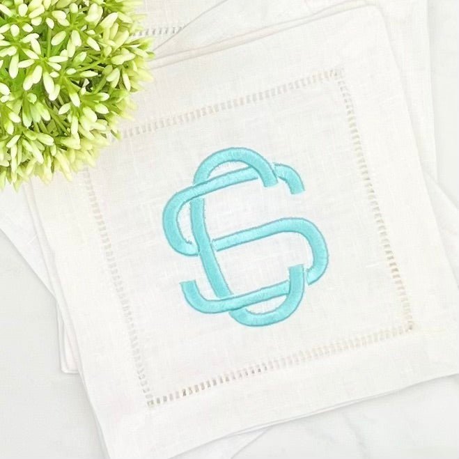 CeCe's Home & Gifts Block Monogram Linen Cocktail Napkin | CeCe's Home & Gifts