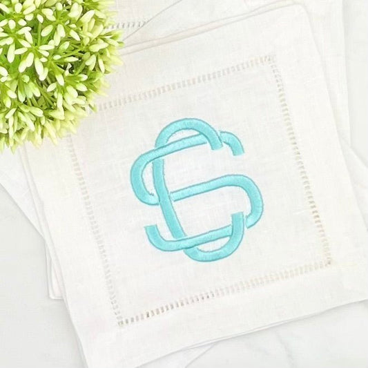 CeCe's Home & Gifts Block Monogram Linen Cocktail Napkin | CeCe's Home & Gifts