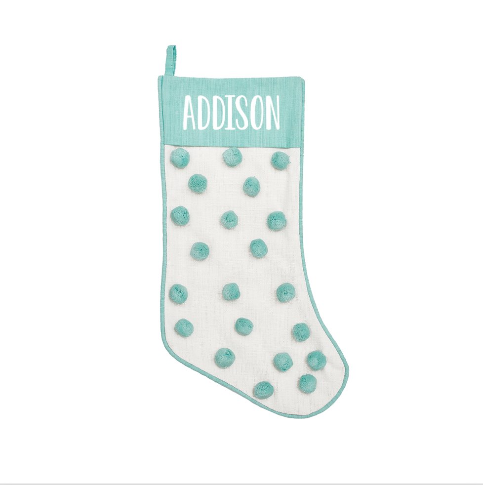 Carol & Frank Carol & Frank Surf Dot Pom Pom Stocking | CeCe's Home & Gifts