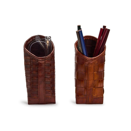 Two's Company Chestnut Woven Leather Eyeglass Holder - 2 Styles | CeCe's Home & Gifts