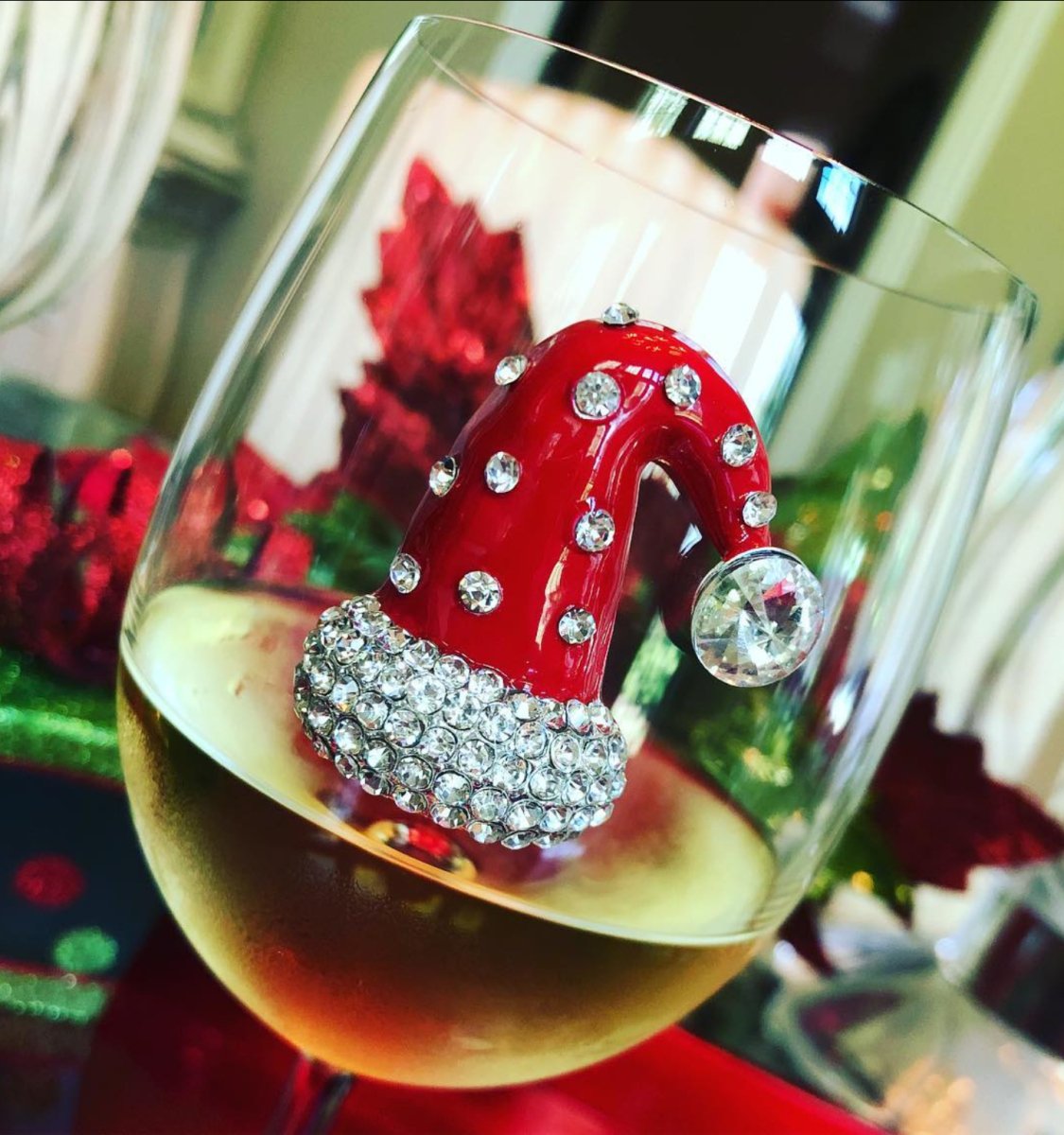 The Queens' Jewels Christmas Hat Jeweled Stemless Glassware | CeCe's Home & Gifts