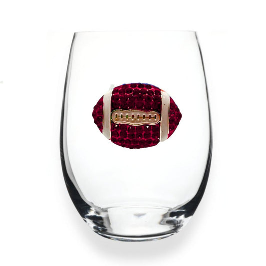 The Queens' Jewels Crimson Football Jeweled Stemless Glassware | CeCe's Home & Gifts