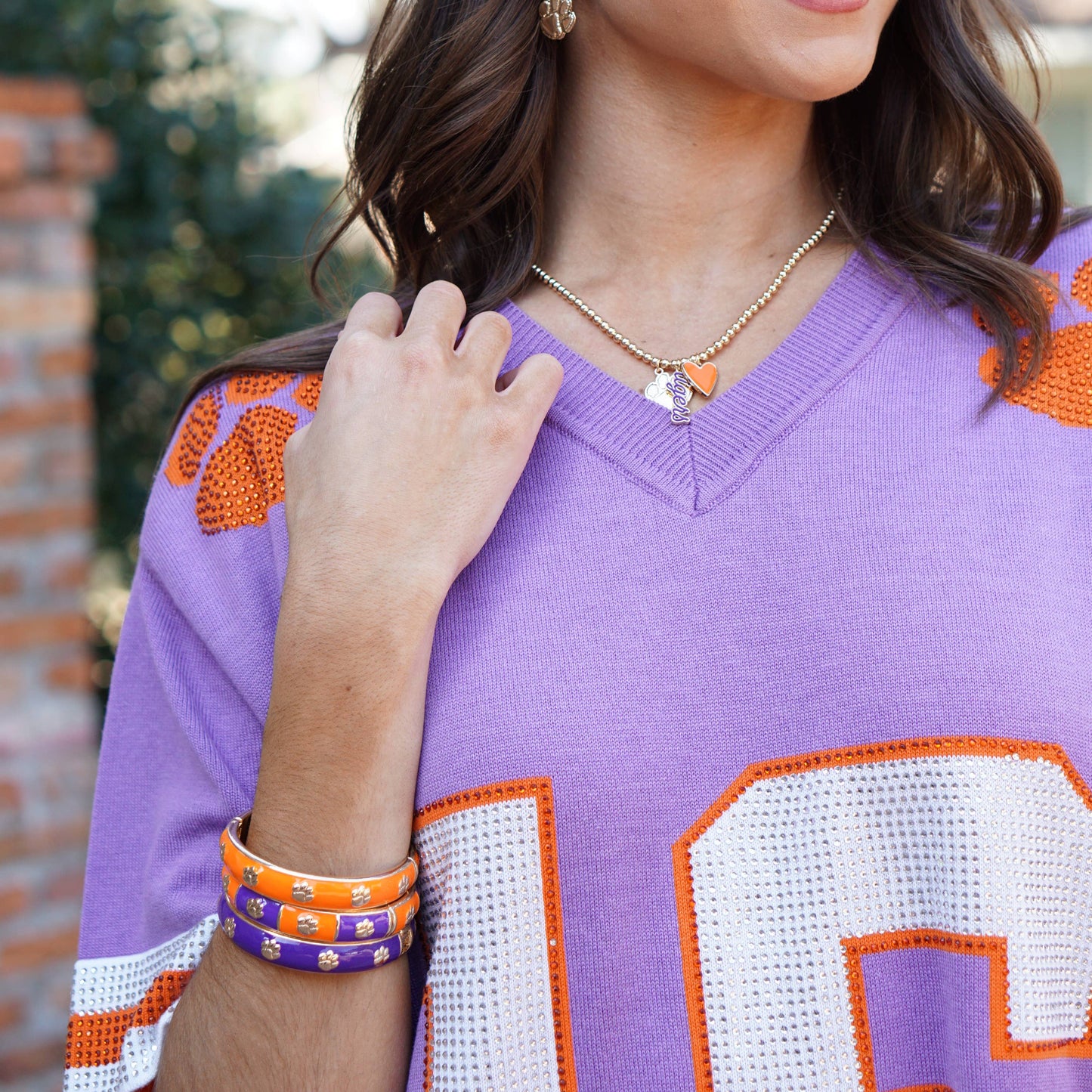 Clemson Tigers Sculpted Enamel Checkered Hinge Bangle