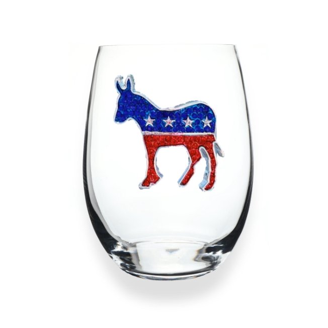 The Queens' Jewels Democratic Donkey Jeweled Stemless Glassware | CeCe's Home & Gifts