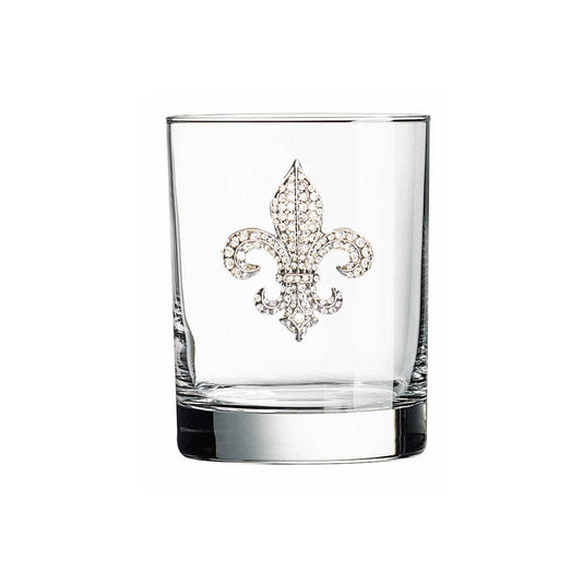 The Queens' Jewels Diamond Fleur de Lis Jeweled Double Old - Fashioned Glass | CeCe's Home & Gifts