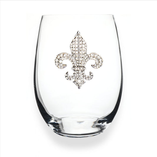The Queens' Jewels Diamond Fleur de Lis Jeweled Stemless Glassware | CeCe's Home & Gifts