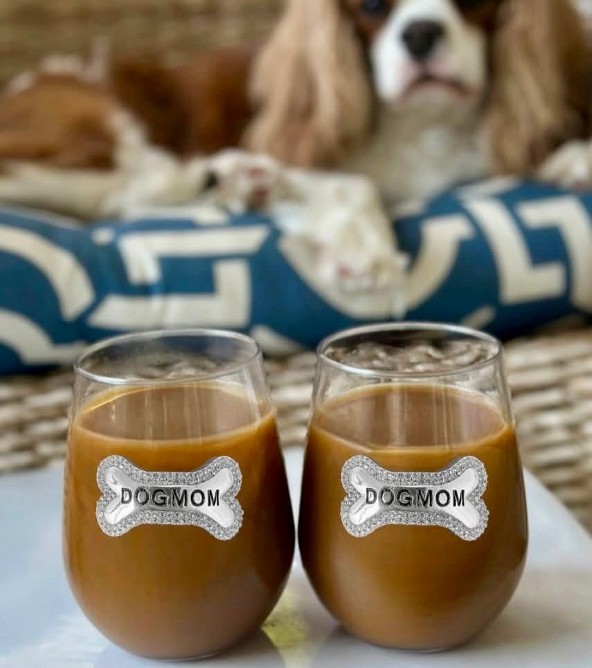 The Queens' Jewels Dog Mom Tag Jeweled Stemless Glassware | CeCe's Home & Gifts