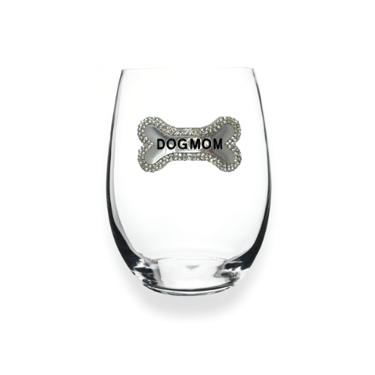 The Queens' Jewels Dog Mom Tag Jeweled Stemless Glassware | CeCe's Home & Gifts