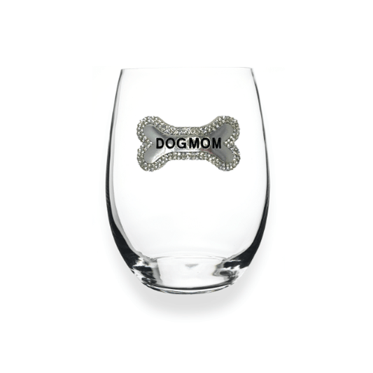 The Queens' Jewels Dog Mom Tag Jeweled Stemless Glassware | CeCe's Home & Gifts