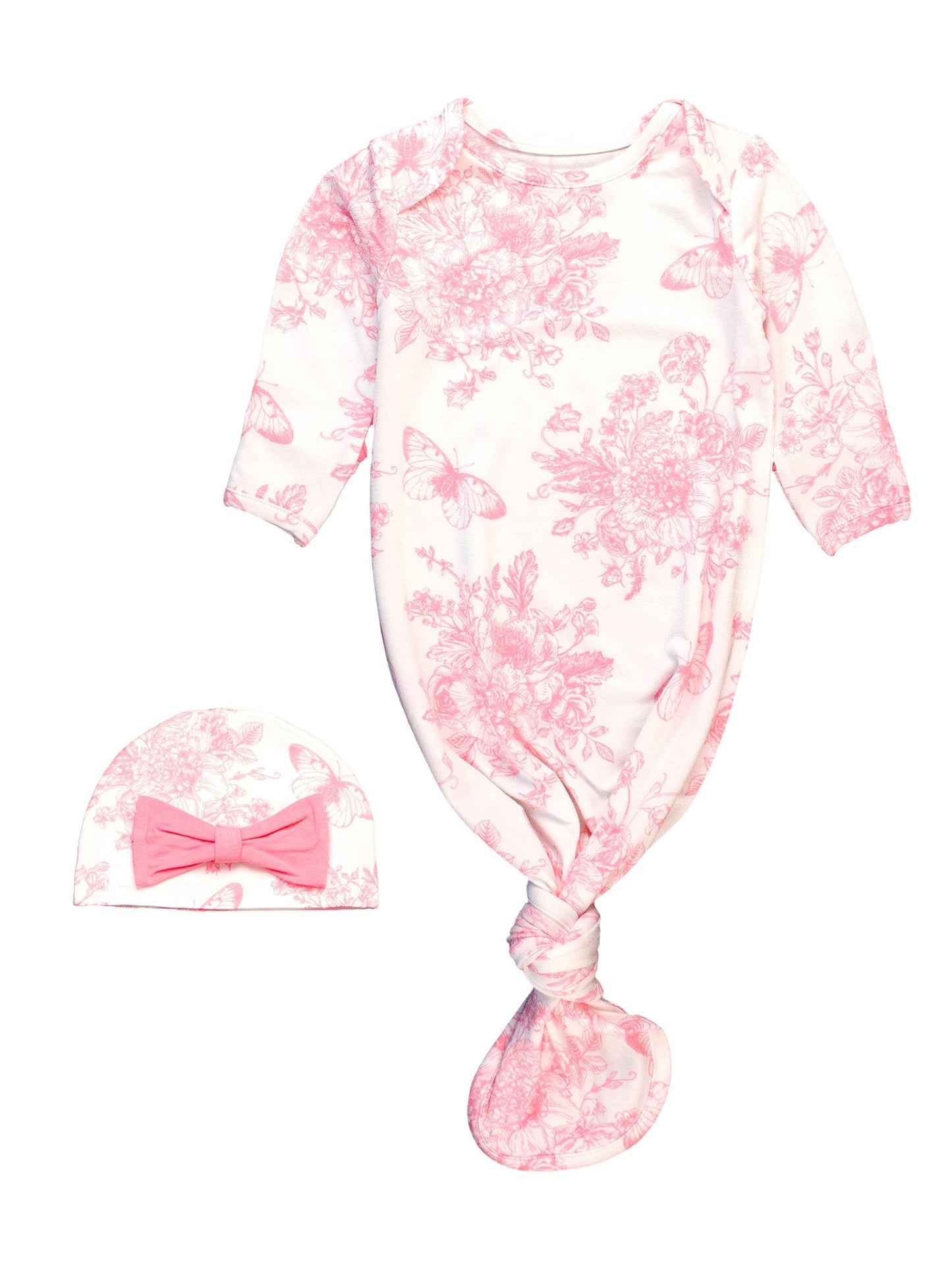 Baby Girls Pink Toile Bamboo Knotted Sleep Gift Set