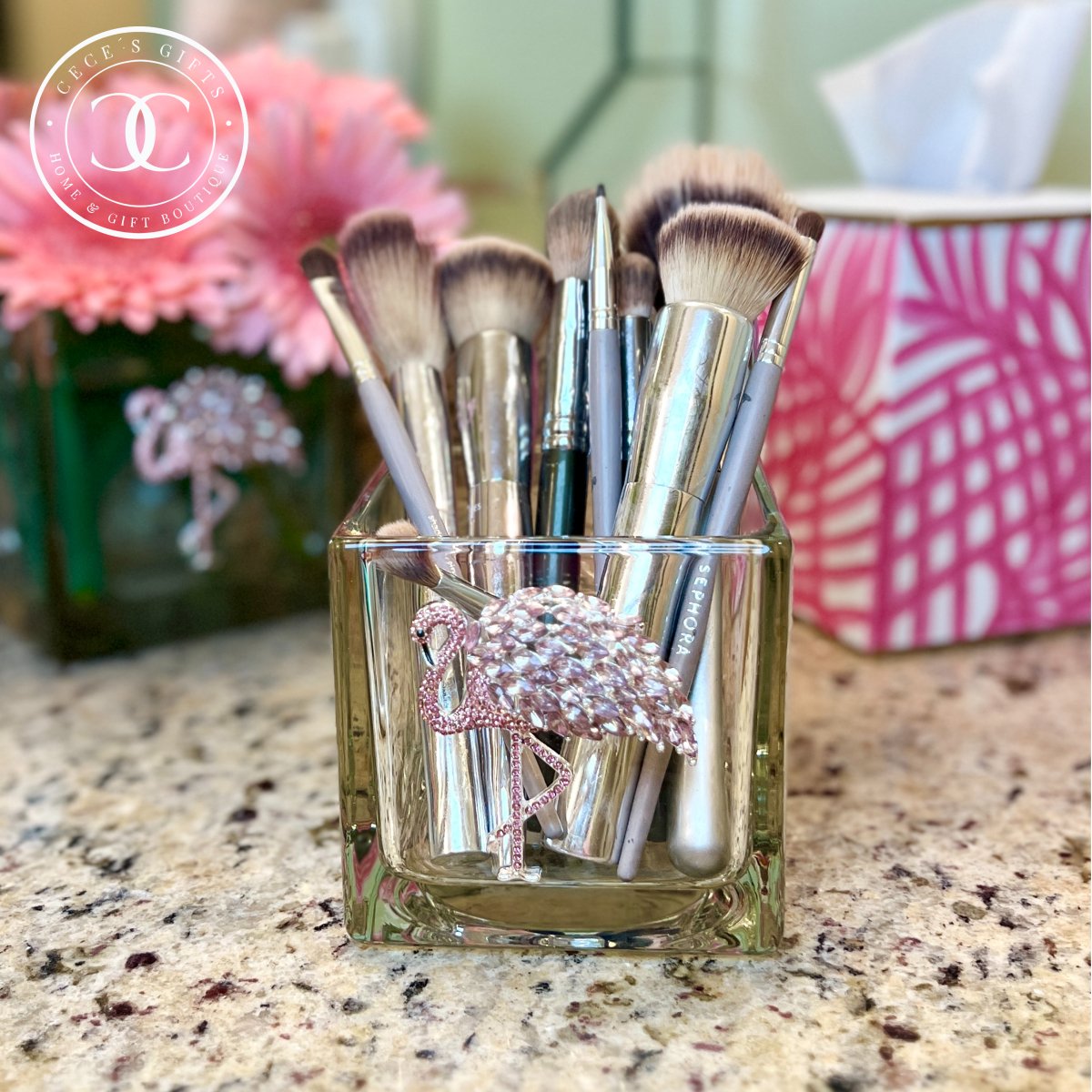 The Queens' Jewels Flamingo Jeweled Decorative Glass Bowl | CeCe's Home & Gifts