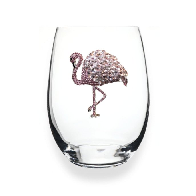 The Queens' Jewels Flamingo Jeweled Stemless Glassware | CeCe's Home & Gifts