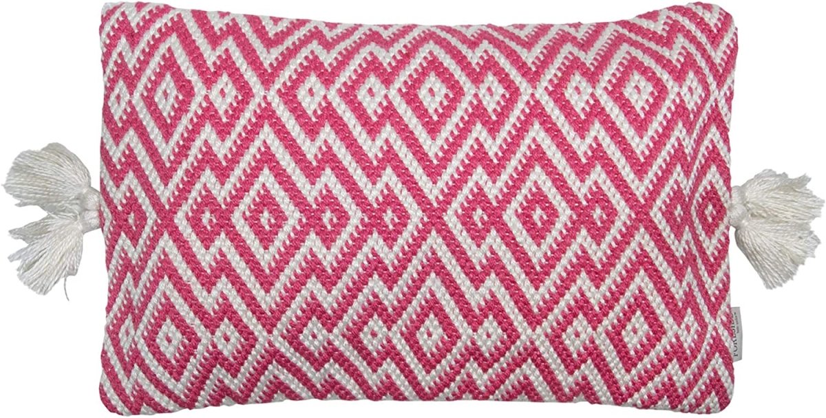 Foreside Home & Garden Foreside Home & Garden 14x22 Hand Woven Pink Pillow | CeCe's Home & Gifts
