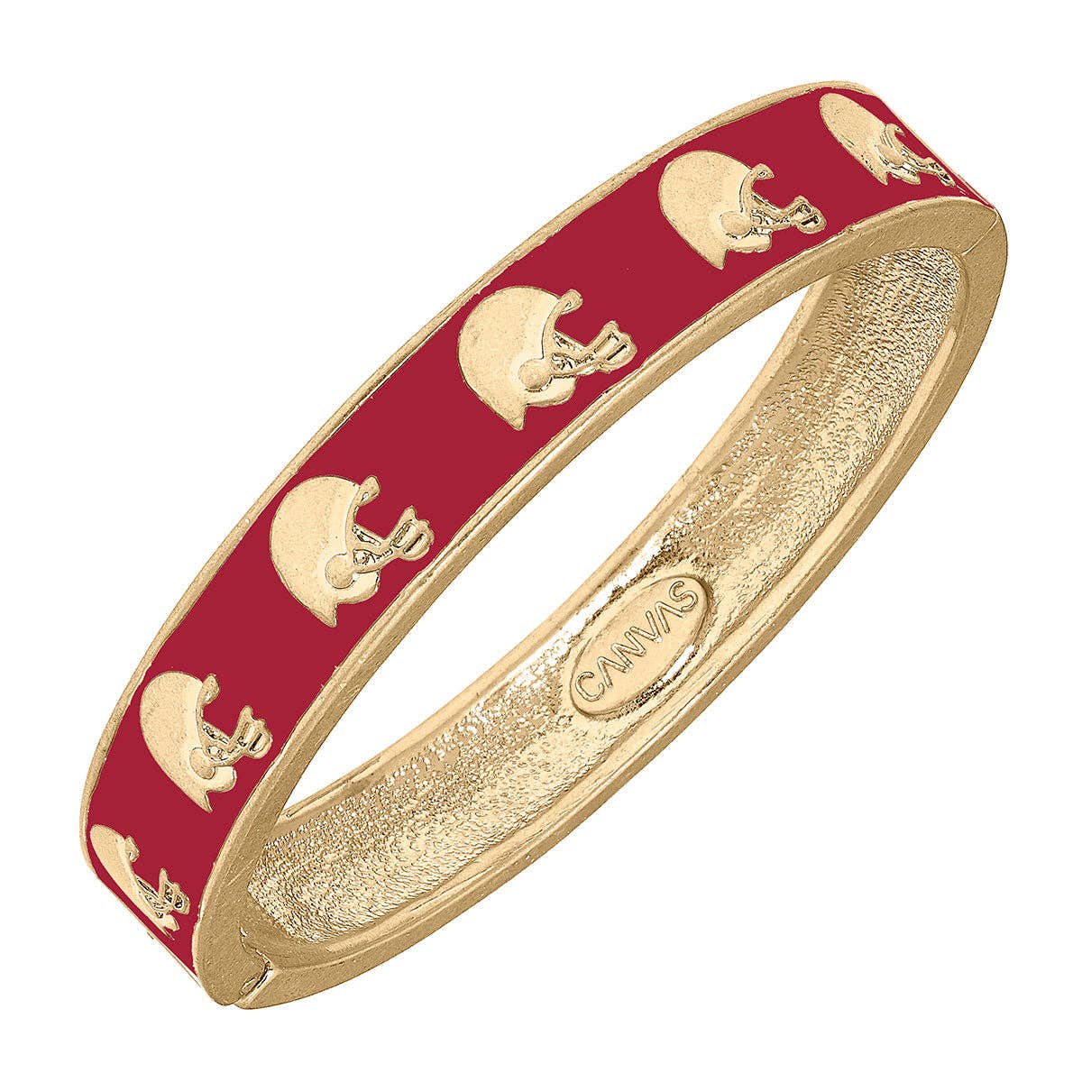 Canvas Style Game Day Crimson Enamel Helmet Hinge Bangle | CeCe's Home & Gifts
