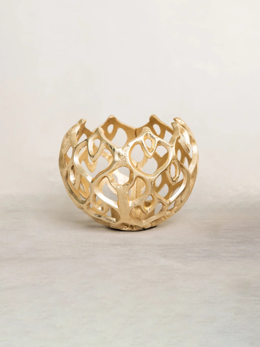 Mary Square Gold Metal Diamond Scalloped Votive - 2 Sizes | CeCe's Home & Gifts