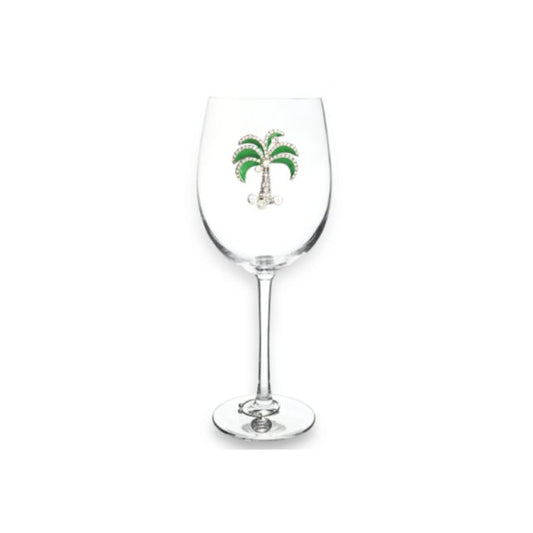 The Queens' Jewels Green Diamond Palm Tree Jeweled Stemmed Glass | CeCe's Home & Gifts