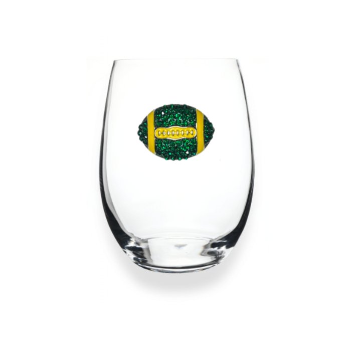The Queens' Jewels Green & Yellow Football Jeweled Stemless Glassware | CeCe's Home & Gifts